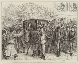 The Expulsion of Queen Natalie from Servia, the Students rescuing the Queen from the Gendarmes